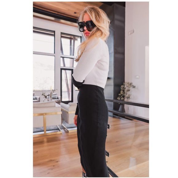 REMAIN Birger Christensen Joy Two-Tone Knit Midi Dress Size 8 NWOT - Picture 3 of 12